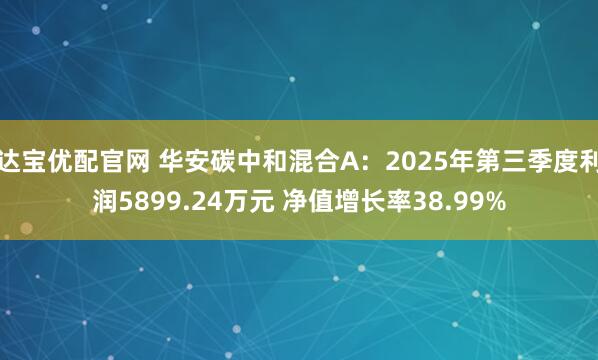 达宝优配官网 华安碳中和混合A：2025年第三季度利润5899.24万元 净值增长率38.99%