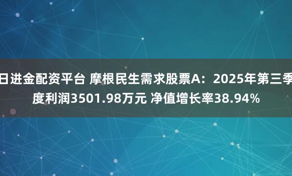 日进金配资平台 摩根民生需求股票A：2025年第三季度利润3501.98万元 净值增长率38.94%
